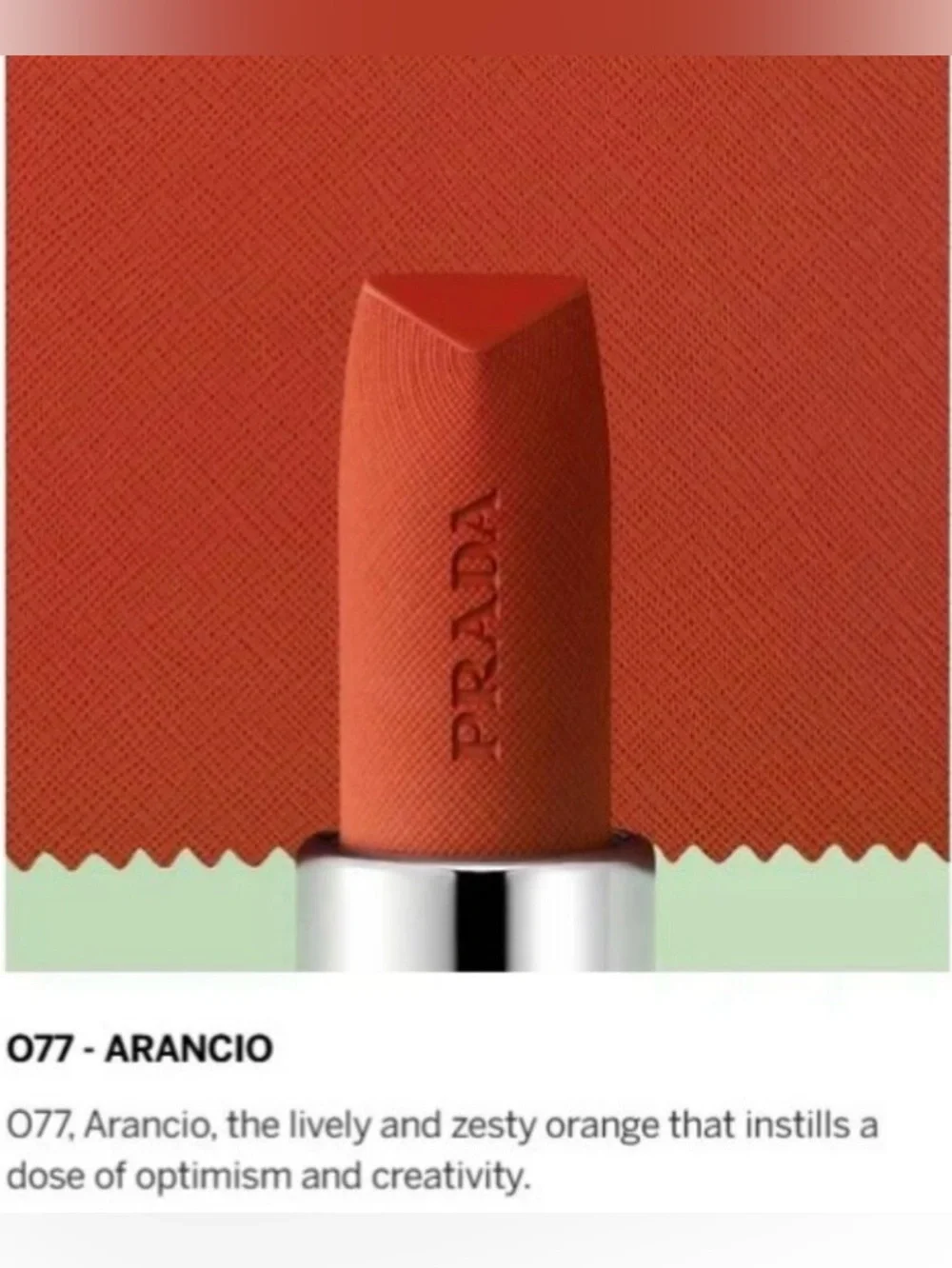 Prada Monochrome Hyper Matte 077 Arancio Lipstick Refillable Magnetic Case - Picture 5 of 15